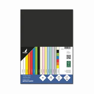 Kangaro - Tonpapier Schwarz Din A4-120g/m² Fsc Mix – 100 Pack - Briefpapier Bastelpapier Diy, K-0043F315, 29.7x21x1.5