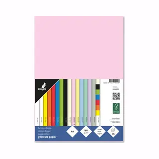 Kangaro Papier - A4 - 160 Gram Fsc - Pak 50 Vel - Pastel Roze - K-0039-P001