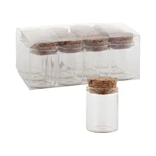 Funny Fashion Glazen Potjes Met Kurk - Kruiden/parels - Decoratie Potjes - 30 X 50 Mm - 12 Stuks