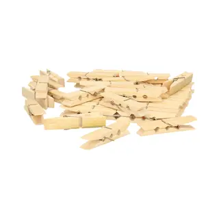 Wasknijpers Voor Wasgoed Ophangen - Bamboe Hout - 40x Stuks - Beige - 7 Cm