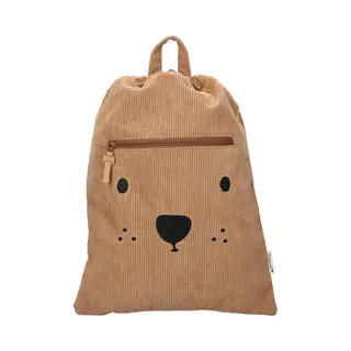 Kidzroom Turnbeutel Teddybär Beary Excited Cord Stoff Beige Kindertasche