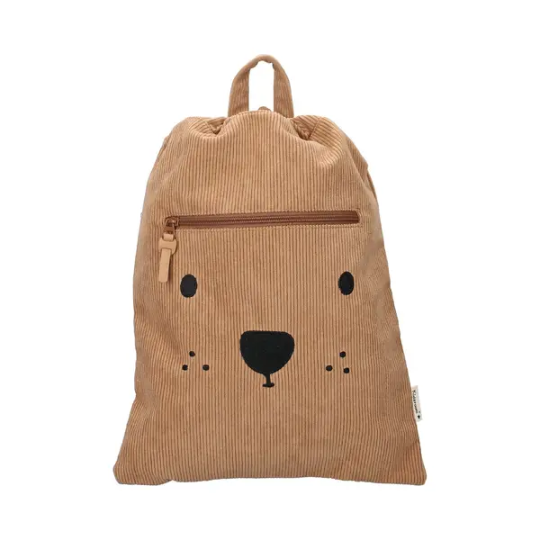 Kidzroom Turnbeutel Teddybär Beary Excited Cord Stoff Beige Kindertasche thumbnail
