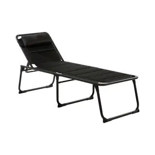 Travellife Barletta Camping Ligbed Zwart (2024) - In 6 Standen Verstelbaar- Water- En Uv-bestendig - Inclusief Afneembaar Hoofdkussen En Draagriem