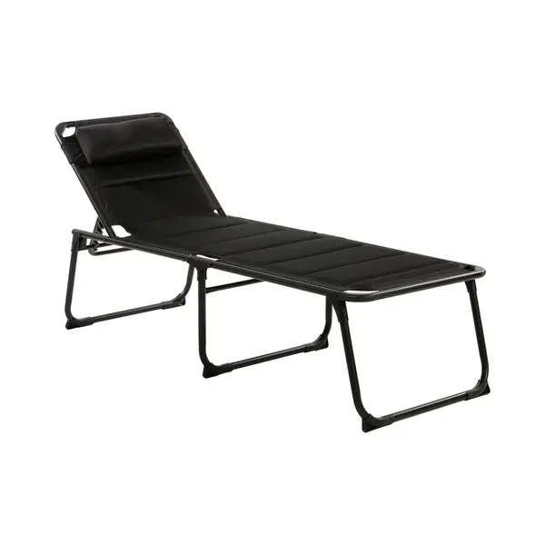 Travellife Barletta Camping Ligbed Zwart (2024) - In 6 Standen Verstelbaar- Water- En Uv-bestendig - Inclusief Afneembaar Hoofdkussen En Draagriem thumbnail