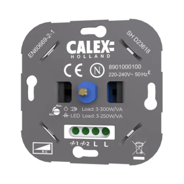 Calex Led Wanddimmer - Universele Inbouw Dimmer - 3-250W - Fase Afsnijding thumbnail