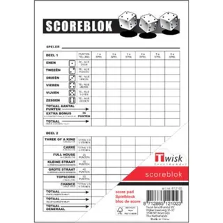Haza Scoreblok Yahtzee - 100 Vellen