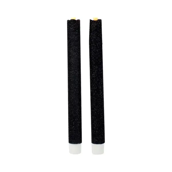Magic Flame Dinerkaarsen - Led - 2x Stuks - Zwart - 25 Cm - Met Glitters - Woondecoratie - Elektrische Kaarsen - Warm Wit thumbnail
