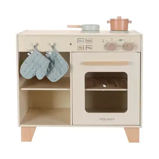 Little Dutch Kinderküche Spielküche Aus Holz Inkl. Töpfe Und Topflappen - Beige
