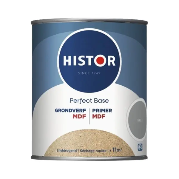 Histor Perfect Base Mdf Grondverf - Houtverf Voor Binnen - Primer Verf Voor Mdf Hout Op Waterbasis - Uitstekende Hechting En Extra Dekking - Grijs - thumbnail