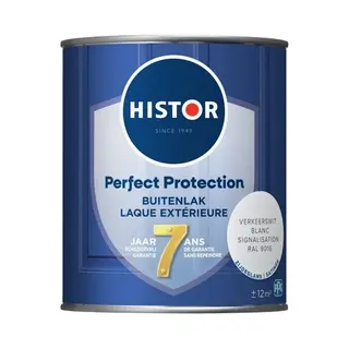 Histor Perfect Protection Buitenlak - Houtlak - Houtverf Voor Buiten - Zijdeglans Verf Voor Hout - Buitenverf - Verkeerswit Ral 9016 - 0.75 L