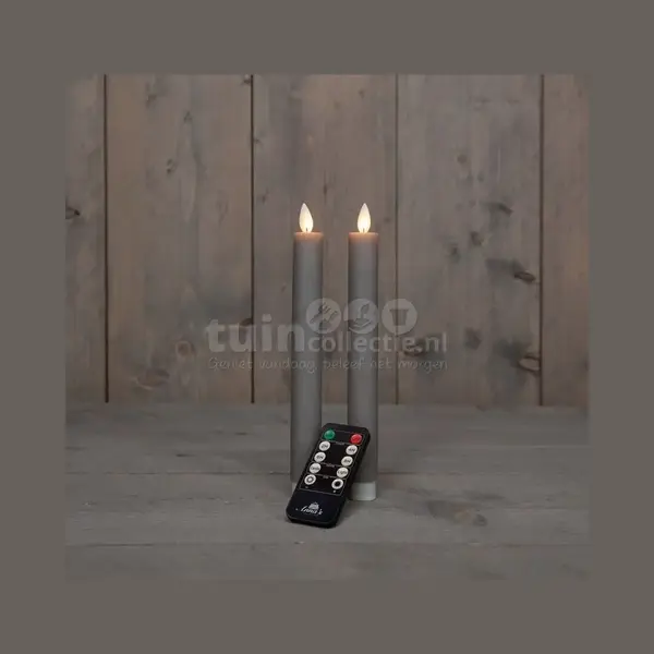 Anna's Collection Led Dinerkaarsen - Taupe Kleur - 2x St - 23 Cm thumbnail