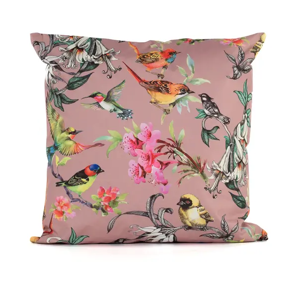 Anna's Collection Sierkussen Voor Binnen En Buiten - Bloemenprint - Oud Roze - 45 X 45 Cm - Tuinkussen thumbnail