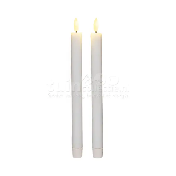 Anna's Collectionled Dinerkaarsen - 2x - Wit -25 Cm - 3D Vlam - Warm Wit Licht thumbnail