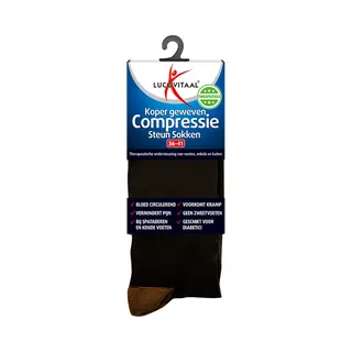 Lucovitaal Koper Compressie Steunsok Maat 36-41 Zwart 1 Paar