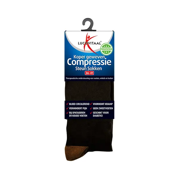 Lucovitaal Koper Compressie Steunsok Maat 36-41 Zwart 1 Paar thumbnail