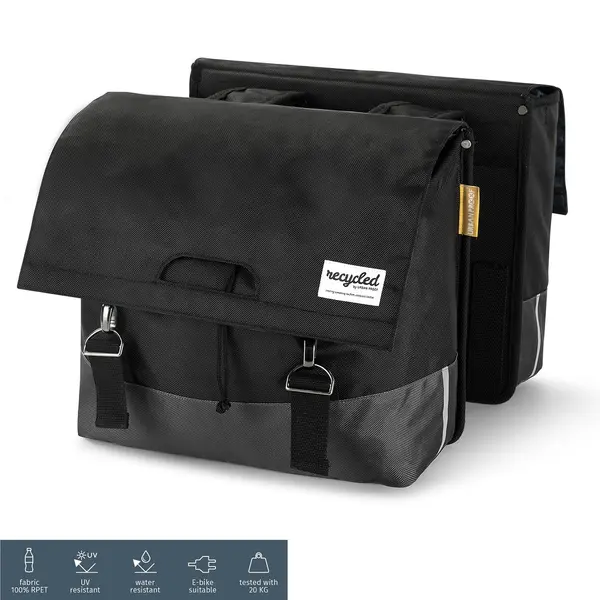 Urban Proof Fietstas - Gerecycled Materiaal - 2 X 27, 5 Liter - Zwart/grijs thumbnail