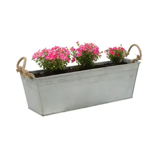 Mega Collections Plantenbak/bloembak Farmer - Balkon/terras - Zink - Zilver - L50 X D17 X H16 Cm