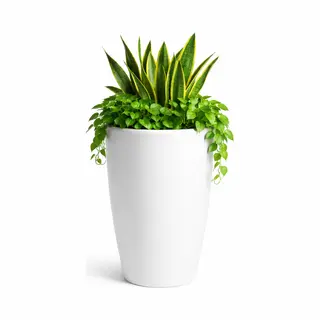 Mega Collections Plantenpot / Bloempot Essence Egg Pot - Kunststof - Wit - Binnen/buiten - D45 X H53 Cm