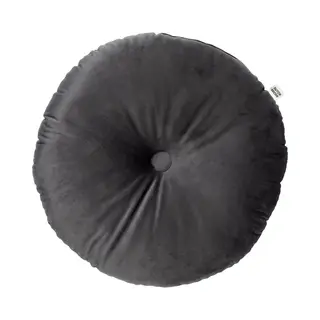 Dutch Decor - Olly - Sierkussen Ø38 Cm - Rond Velvet - Charcoal Gray - Antraciet