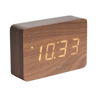 Karlsson Wecker Square - Dunkles Holzfurnier, Weiße Led - 15x4, 8x10cm - Quadratisch - Holzfurnier - Wecker Für Schlafzimmer