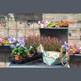 Esschert Design Jute Garden Tools Bag With Rose Print, 29 X 24 X 25 Cm, With Various Pockets Foldable Walking Stick With Strap