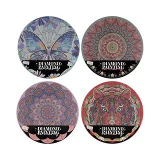 Craft Sensations Diamond Painting Voor Volwassenen - 4 Varianten - Ronde Canvas - Formaat 30cm - Thema Vlinder, Tijger & Mandala's - Diamond Painting