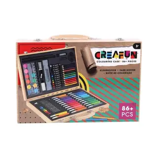 Creafun - Kleurkoffer Kist - 86-delig Hout