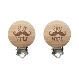 Durable Houten Speenclips 2 Stuks 62 Stoer Ventje