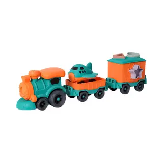 Speelgoedtopdeals – BIOplastic Vormenstoof Trein – Locomotief Met 2 Wagons En Losse Vliegtuig