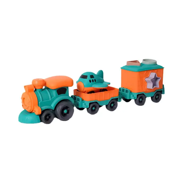 Speelgoedtopdeals – BIOplastic Vormenstoof Trein – Locomotief Met 2 Wagons En Losse Vliegtuig thumbnail