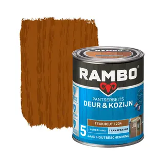 Rambo Pantserbeits Deur & Kozijn Hoogglans Transparant - Super Vochtregulerend - Teakhout - 0.75L
