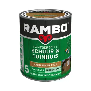 Rambo Pantserbeits Schuur & Tuinhuis Zijdeglans Dekkend - Makkelijk Verwerkbaar - Lichteiken - 0.75L