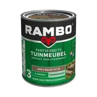 Rambo Pantserbeits Tuinmeubel Zijdeglans - Makkelijk Verwerkbaar - Waterproof - Greywash - 0.75L