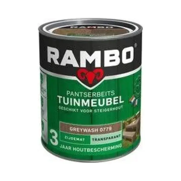 Rambo Pantserbeits Tuinmeubel Zijdeglans - Makkelijk Verwerkbaar - Waterproof - Greywash - 0.75L thumbnail