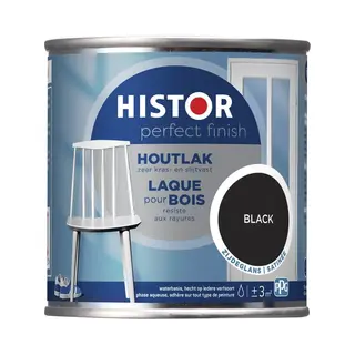Histor Perfect Finish Houtlak Zijdeglans - Krasvast & Slijtvast - Dekkend - 0.25L - Black - Zwart