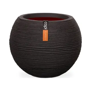 Capi Europe - Vaas Bol Rib Nl - 40x32 - Zwart - Opening Ø24 - Bloempot Voor Binnen En Buiten - Levenslang Garantie - Breukbestendig - 100%
