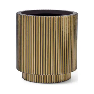 Capi Gefäß Zylinder Groove 11x12 Schwarz Gold