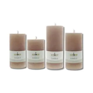 Scentmoods Rustieke Kaars Set Taupe – Set Van 4 Neutrale Stompkaars En Dinerkaars Voor Een Rustieke Look