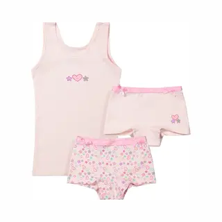 Fun2Wear Funderwear Meisjes Ondergoed Meisjes Setje - Sweetheart - Boxershorts En Hemd Setje Meisjes - Katoen - 98 - Roze
