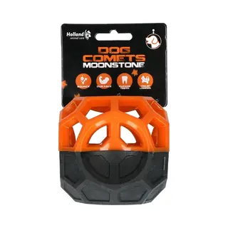 Dog Comets Snackbal - Traktatie Kubus - 9 X 10 X 9 Cm - Hondenspeelgoed - Intelligentie Speelgoed - Stuiterend - Met Pieper - Rubber - Oranje/Zwart
