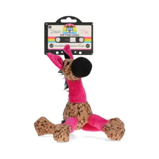 Holland Animal Care Retrodog Ezel Roze - Honden Speelgoed - Hondenknuffel Met Piep - Gerecycled Materiaal - Maat S