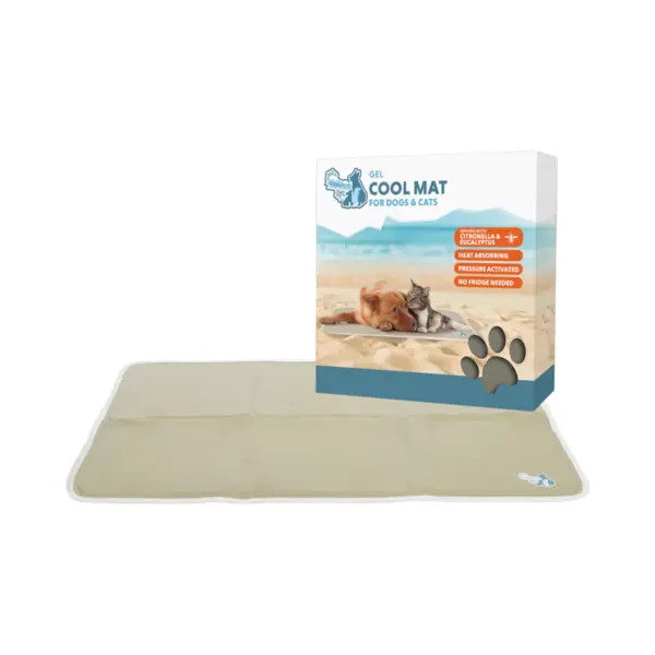 CoolPets Premium Koelmat Hond - S 50 X 40 Cm - Anti-slip En Non-flow Coolgel - Met Citronella En Eucalyptus - Beige thumbnail