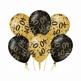 Paper dreams 40 Jaar Verjaardag Feest Ballonnen - 6x Stuks - Zwart/goud - Leeftijd - 30 Cm - Versiering - Feestartikelen