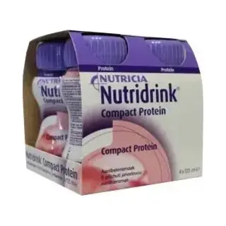 Nutridrink Compact Proteïne Aardbei Shake - 4 X 125 Ml - Drinkmaaltijd