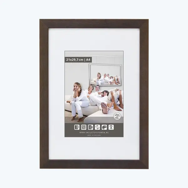 Vlakke Houten Wissellijst - Fotolijst - 40x60 Cm - Helder Glas - Koloniaal - 20 Mm thumbnail