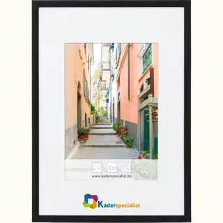 Vlakke Aluminium Wissellijst - Fotolijst - 30x40 Cm - Helder Glas - Mat Zwart - 10 Mm