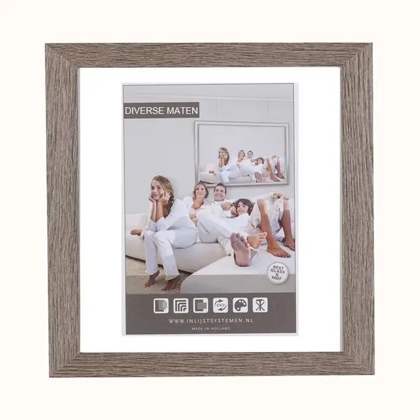 Vlakke Houten Wissellijst - Fotolijst - 30x30 Cm - Helder Glas - Zoethout+ - 25 Mm thumbnail