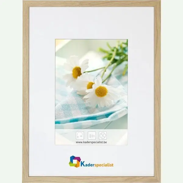 Vlakke Houten Wissellijst - Fotolijst - 42x59, 4 Cm - Helder Glas - Natuur Eik - 15 Mm thumbnail