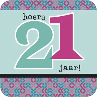 Touché Cards Bv 30x Luxe Bierviltjes/Onderzetter Met 21 Jaar, Blauw - Verjaardag - Themafeest 21 Jaar - Versiering - Leeftijd - 21 Jaar