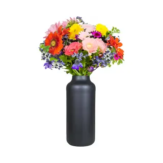 Bela Arte Bloemenvaas Milan - Mat Zwart Glas - 15 X 35 Cm - Melkbus Vaas Met Smalle Hals